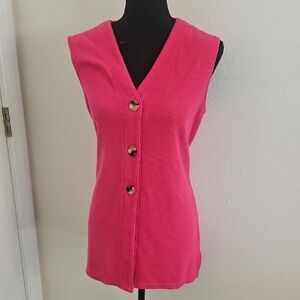 Vibrant Pink Sleeveless Knit Vest